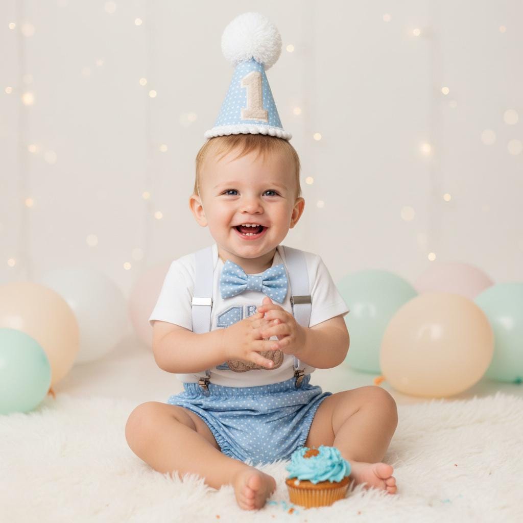 Teddy First Birthday Outfit – Polka Dot Personalised Cake Smash Set