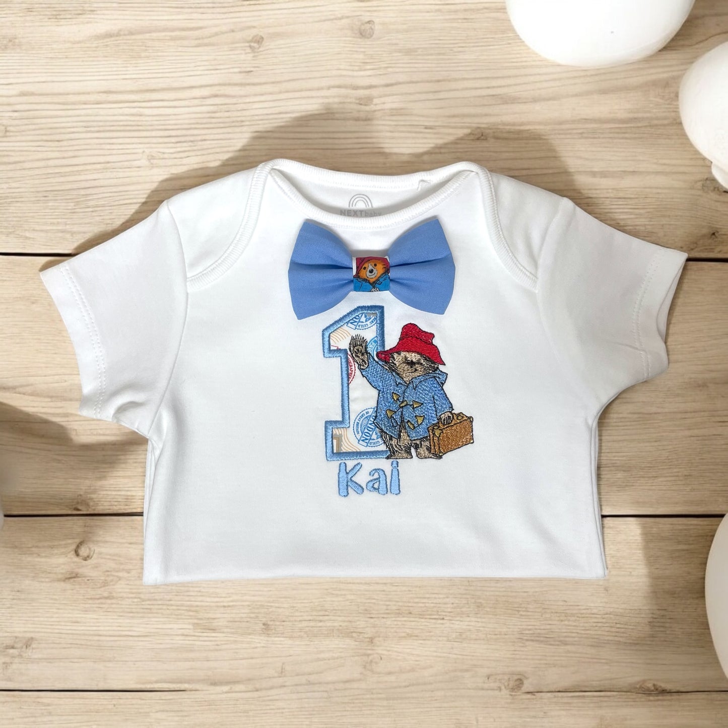 Classic Baby Blue Paddington baby boy’s cake-smash party outfit