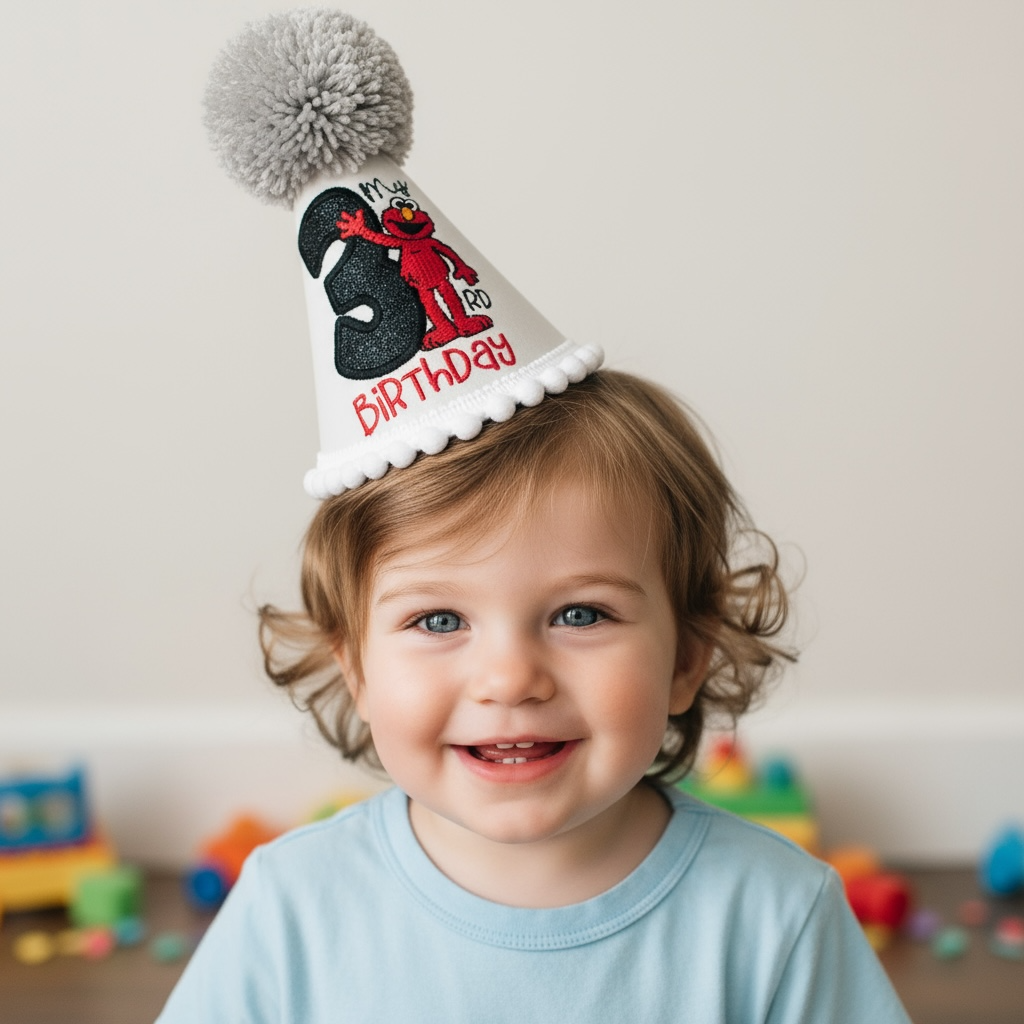 Personalised Birthday Party Hat – Red Kids Cake Smash Hat With Elastic Fit