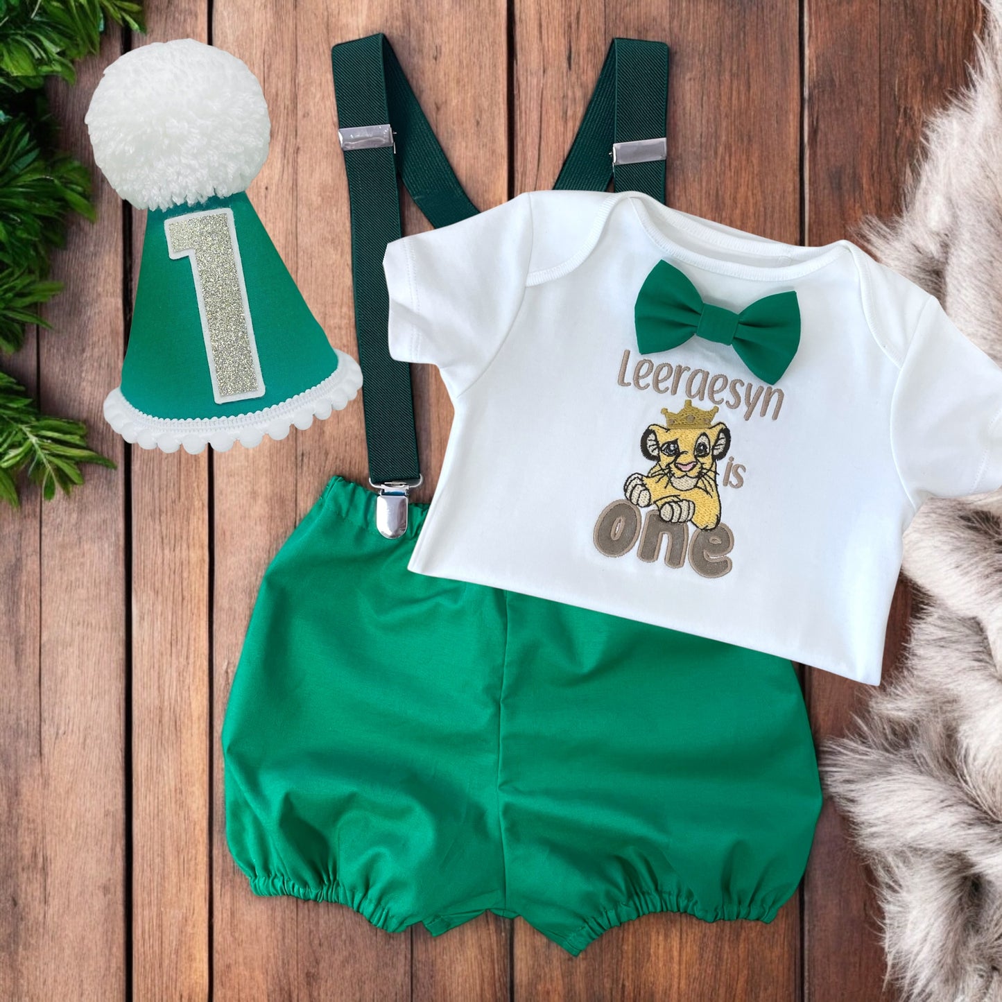 Disney Green Lion King Simba Birthday Cake Smash Party Outfit