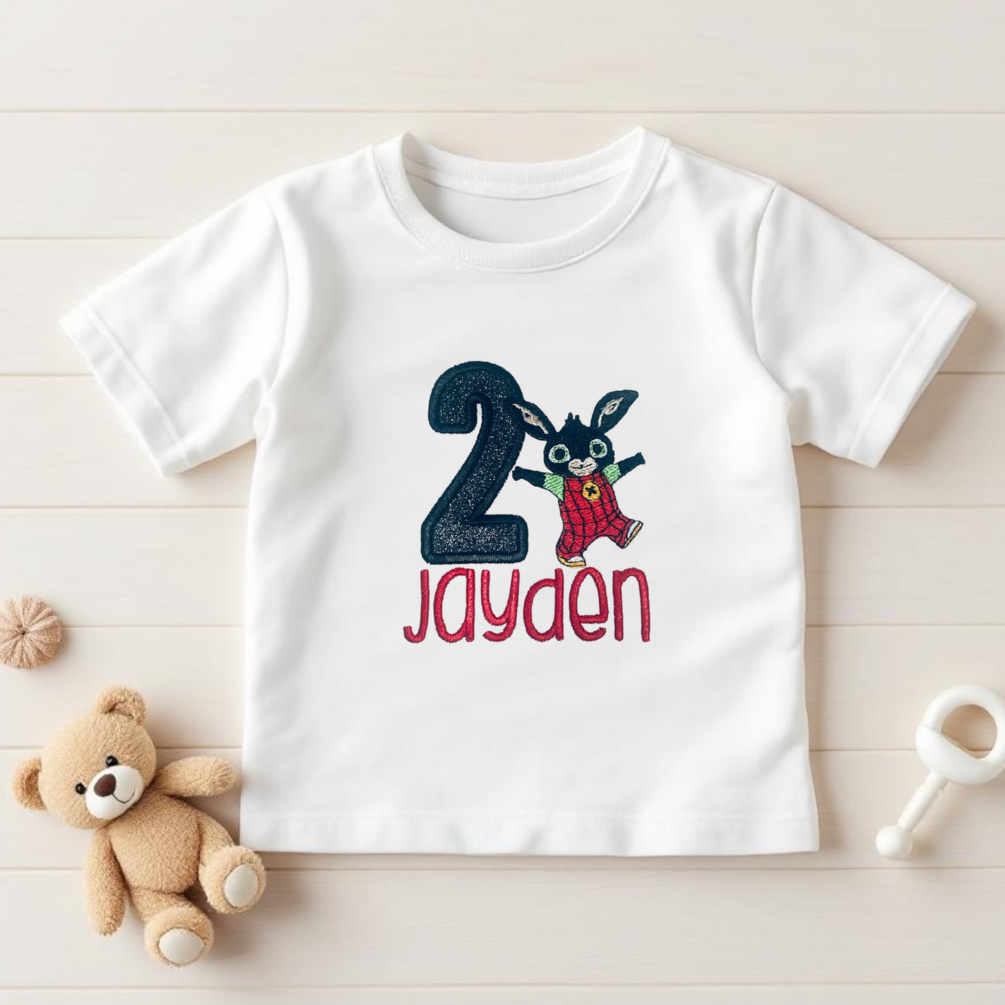 Bing Bunny Cake Smash Outfit – Personalised Baby Birthday Romper with Hat | Embroidered 1st 2nd Birthday Boy Outfit | Roo’s Cake-smash Designs