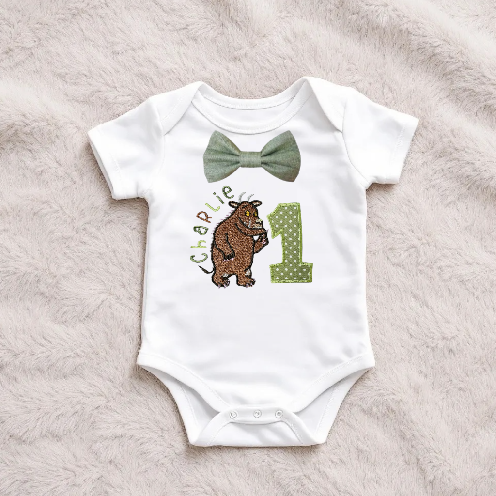 Gruffalo Inspired Birthday Outfit – Personalised Cake Smash Set or T-shirt/Sweatshirt – Baby 1st Birthday Clothes, Name & Age Embroidery
