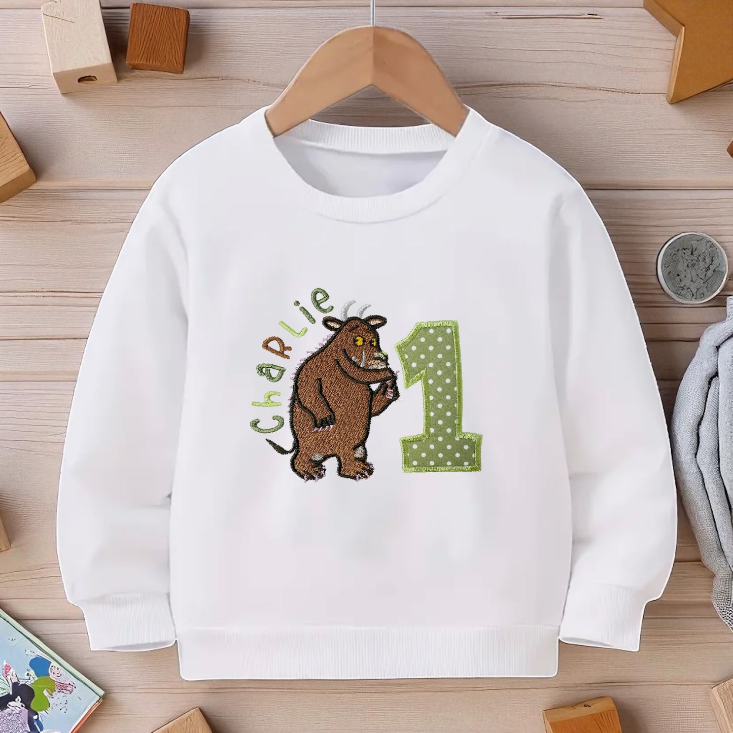 Gruffalo Inspired Birthday Outfit – Personalised Cake Smash Set or T-shirt/Sweatshirt – Baby 1st Birthday Clothes, Name & Age Embroidery