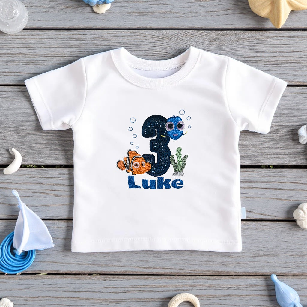 Personalised Toddler Sweatshirt with Pixar Finding Nemo Dory Design Custom Embroidered Name Birthday Number Cosy & Adorable Birthday Outfit