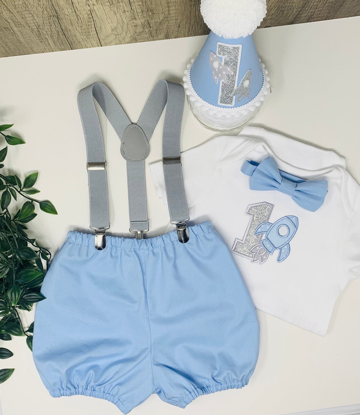 Rocket Polka Dot Silver Birthday Cake Smash Party Outfit