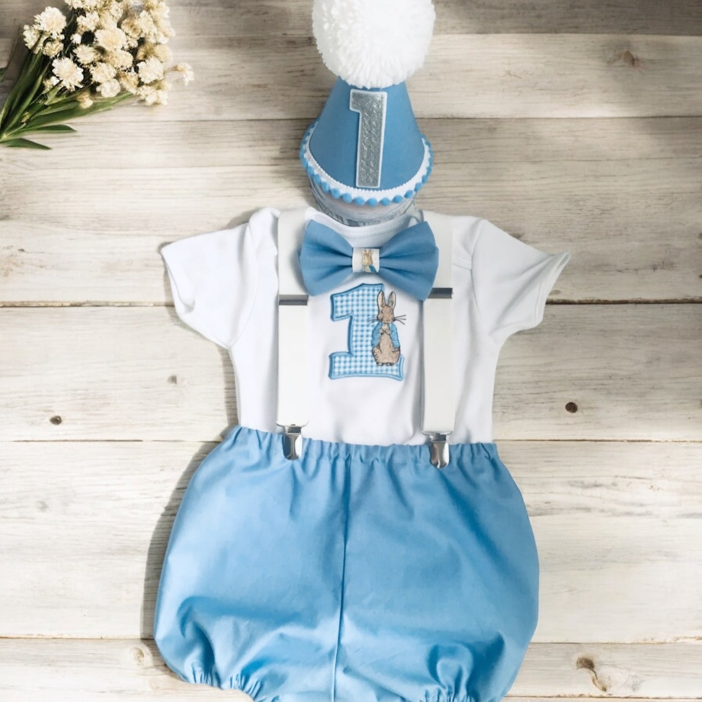 Peter Rabbit Birthday Blue Cake Smash Party Outfit