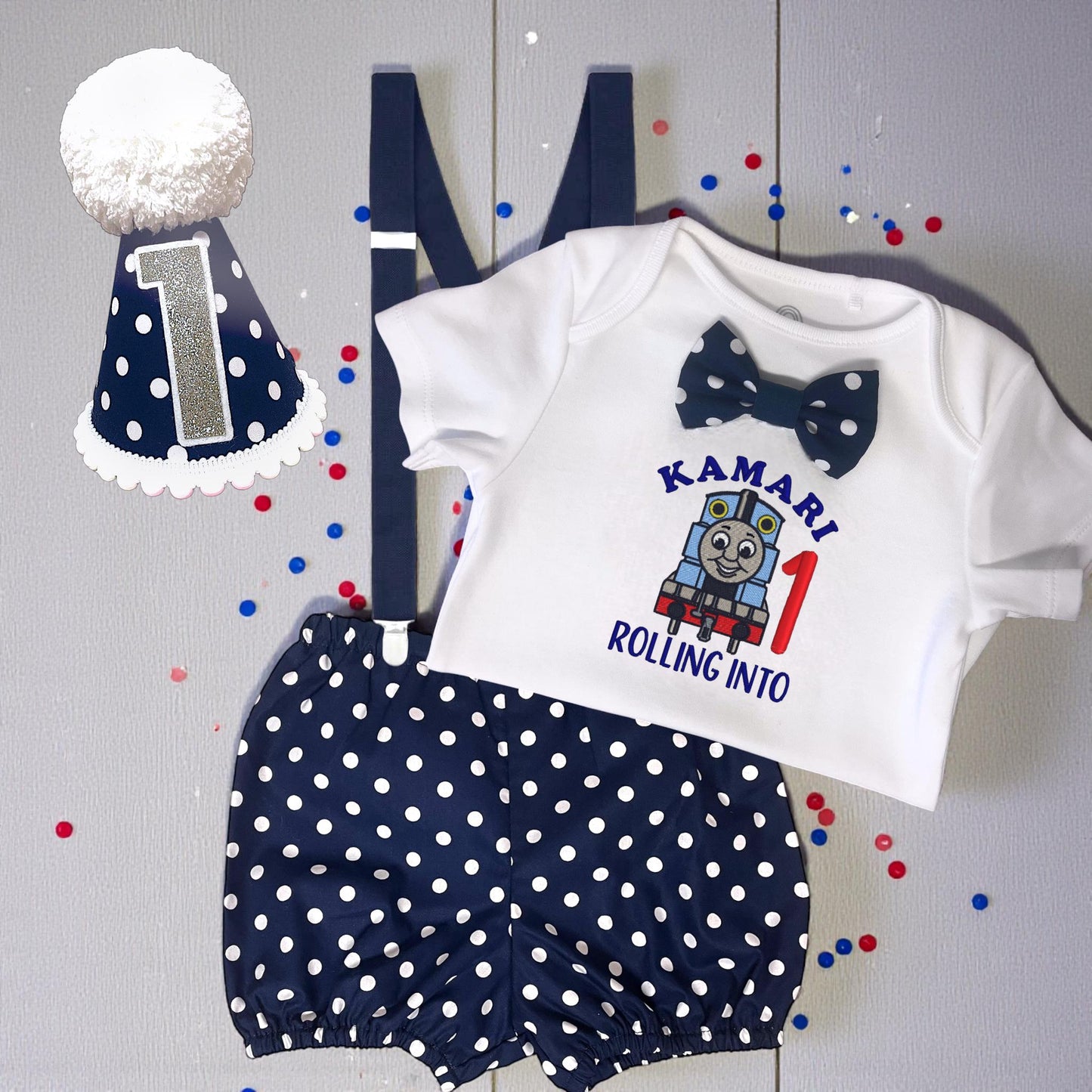 Train Birthday Outfit | Cake Smash Set First Birthday | Personalised Baby Keepsake