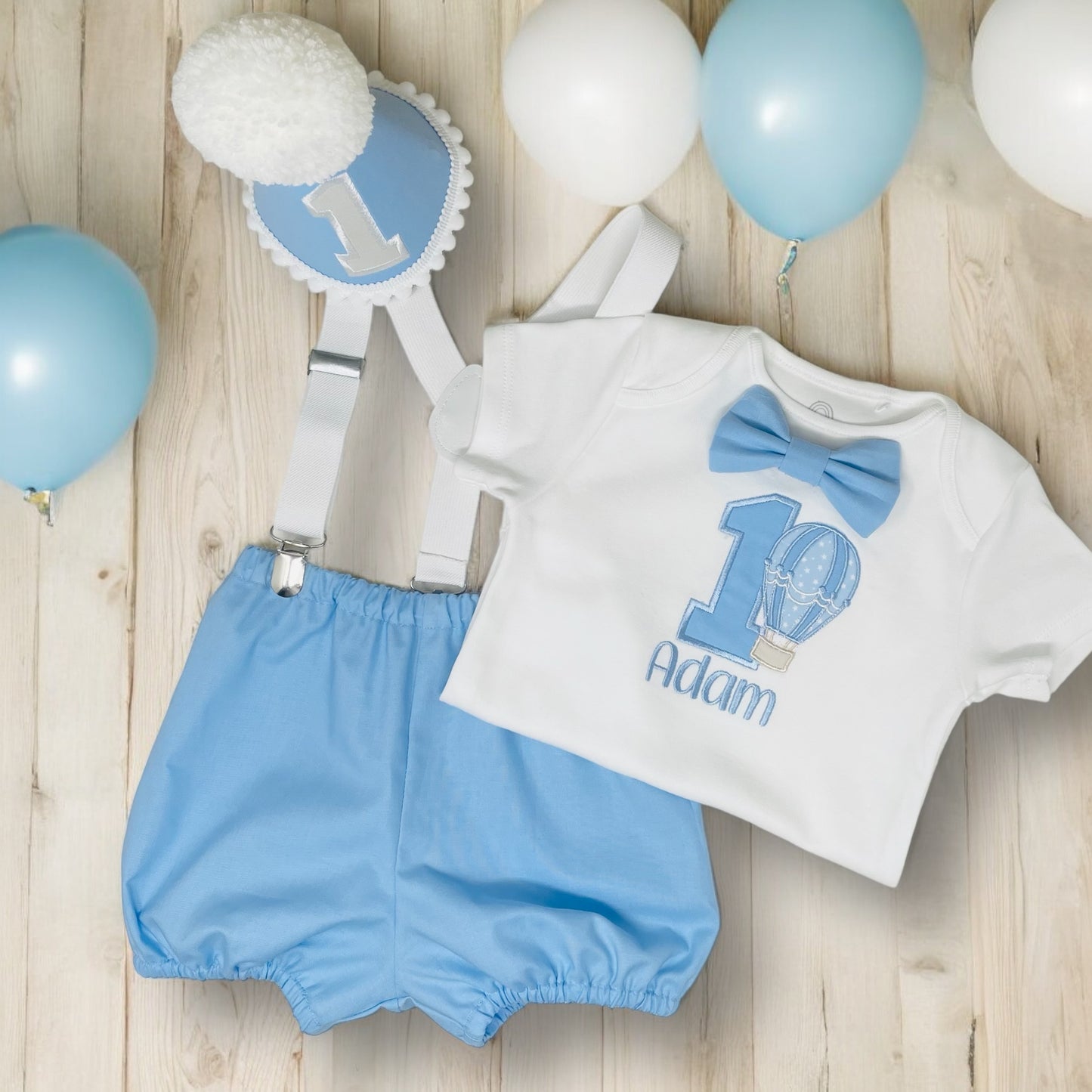 Baby Blue Hot Air Balloon Birthday Cake Smash Party Outfit