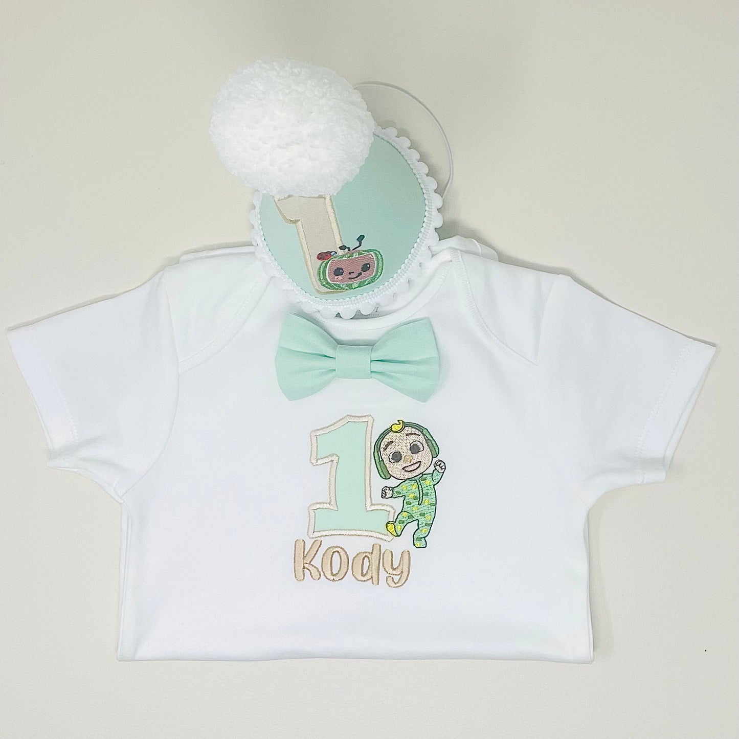 Cocomelon Mint Green Baby JJ Boy's Birthday Cake Smash Party Outfit