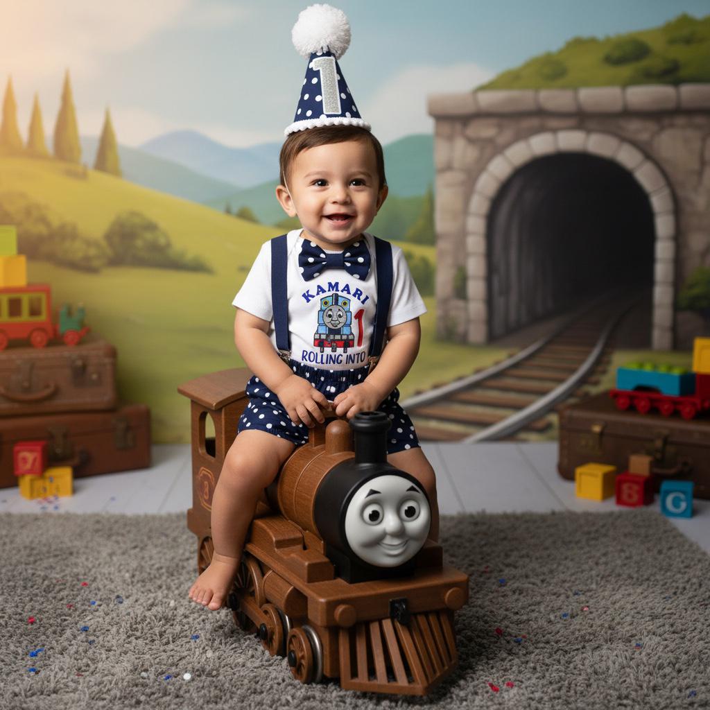 Train Birthday Outfit | Cake Smash Set First Birthday | Personalised Baby Keepsake