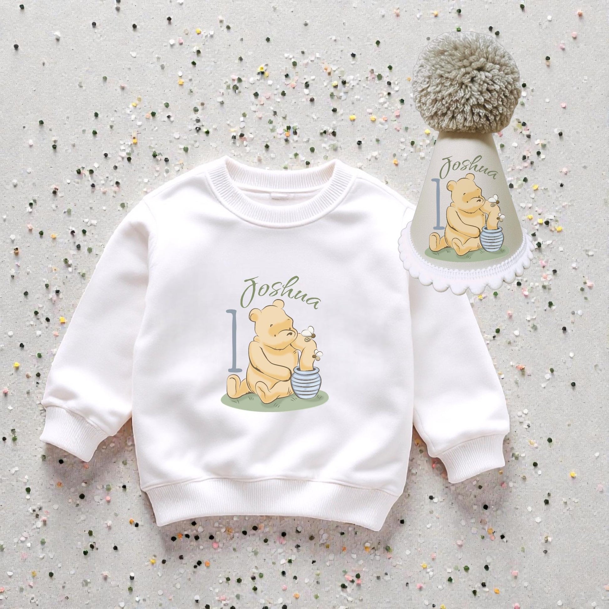 Honey bear first birthday outfit and hat set