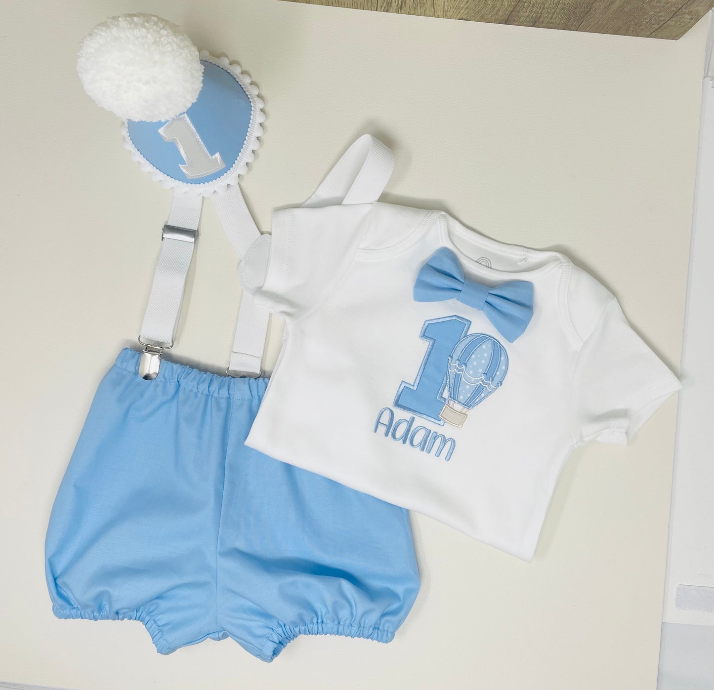 Baby Blue Hot Air Balloon Birthday Cake Smash Party Outfit