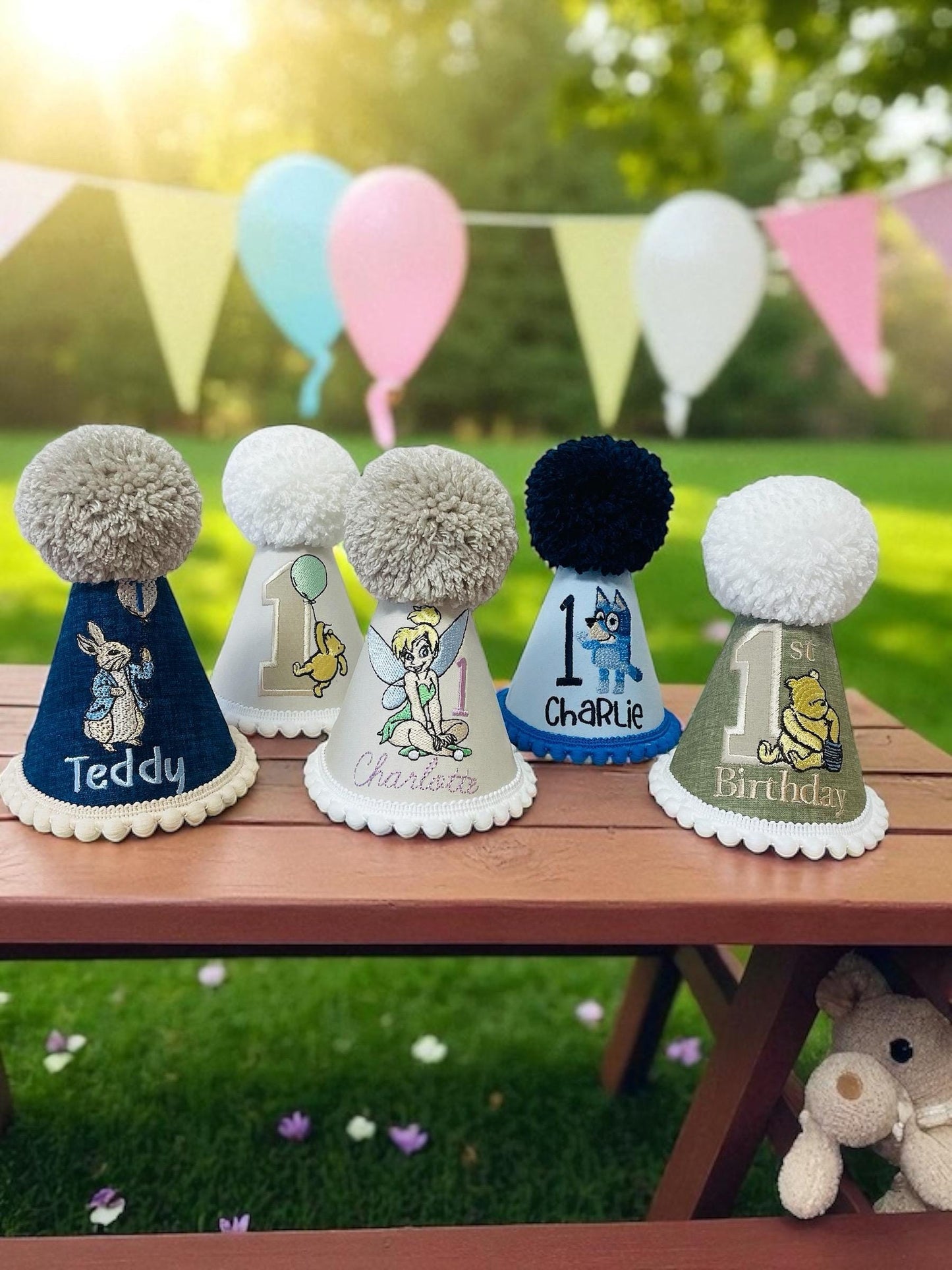 Personalised Baby Birthday Party Hat – Handmade Printed First Birthday Cake Smash