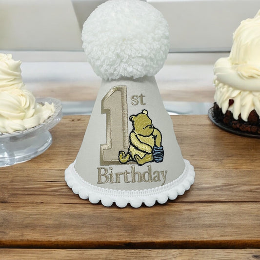 Classic Vintage Winnie the Pooh Bear Birthday Cake-Smash Party Hat