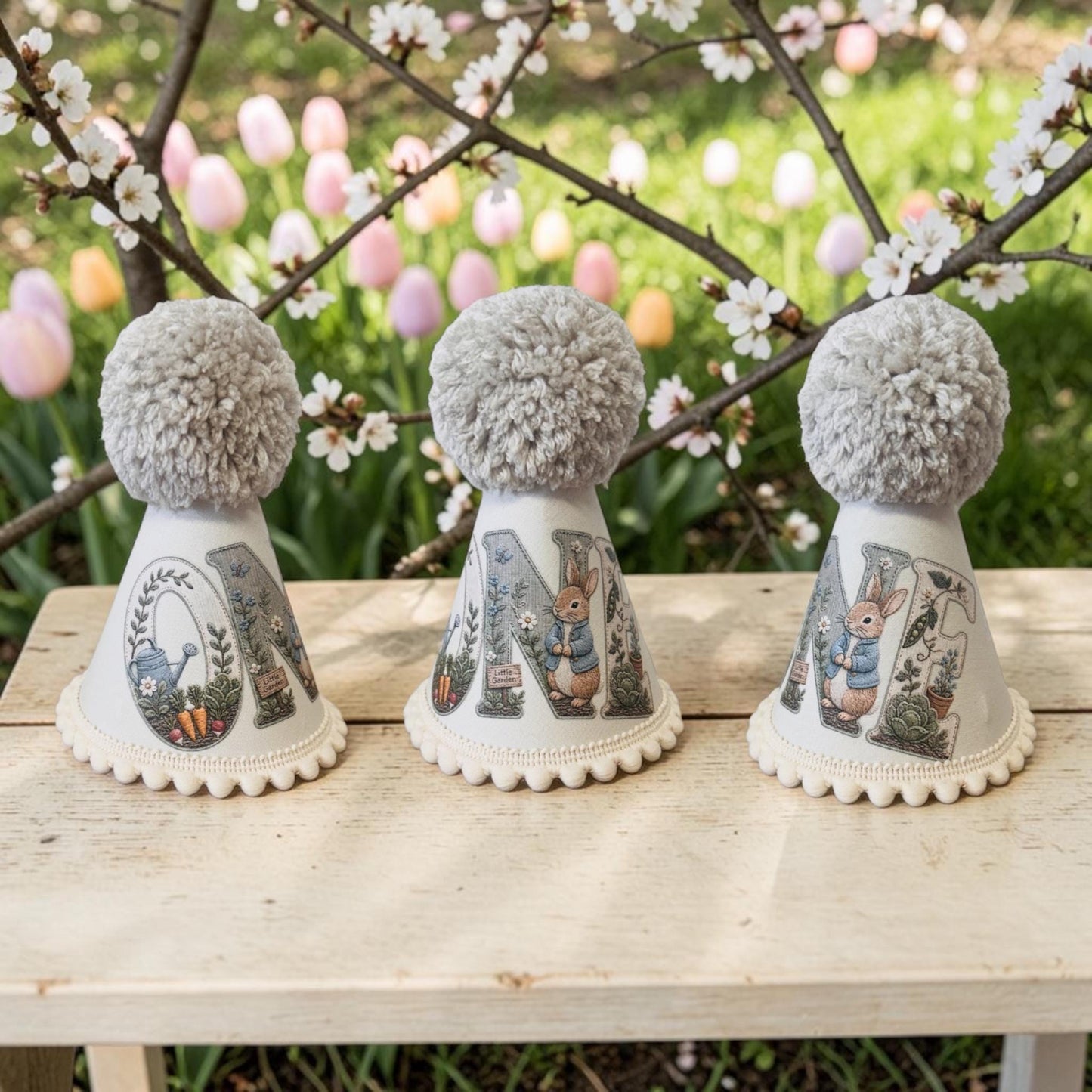 Peter Rabbit First Birthday Keepsake | Neutral Party Hat | Cake Smash Outfit Prop | Printed