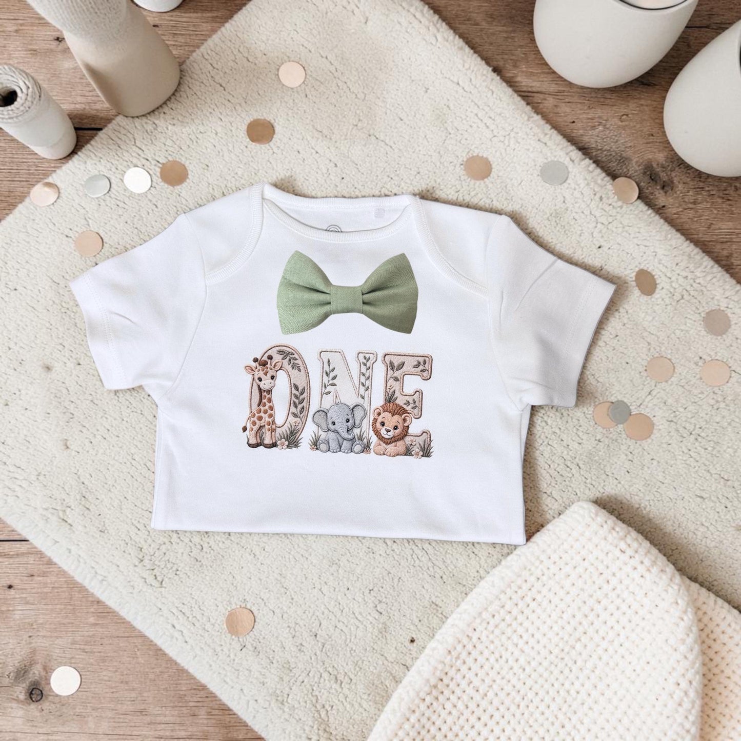Safari First Birthday Set | Jungle Cake Smash Outfit | Baby Party Gift | Printed Handmade