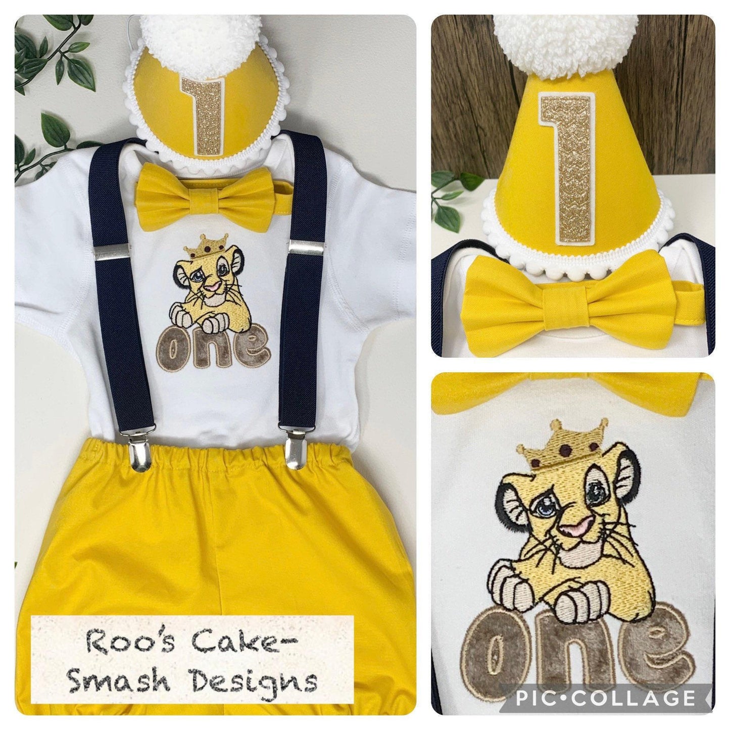 Personalised Jungle One Birthday Outfit – Baby Boy Cake Smash Set Yellow