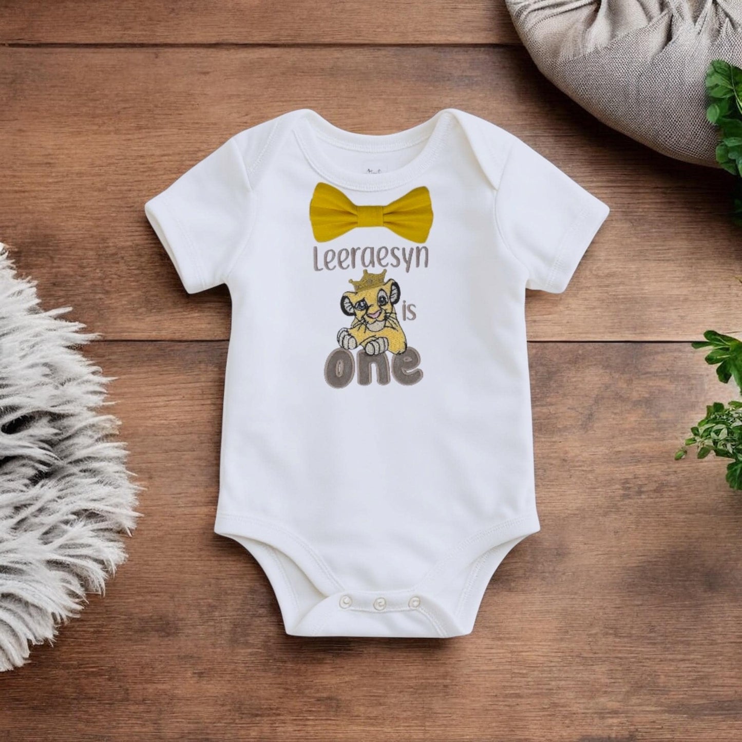 Personalised Jungle One Birthday Outfit – Baby Boy Cake Smash Set Yellow