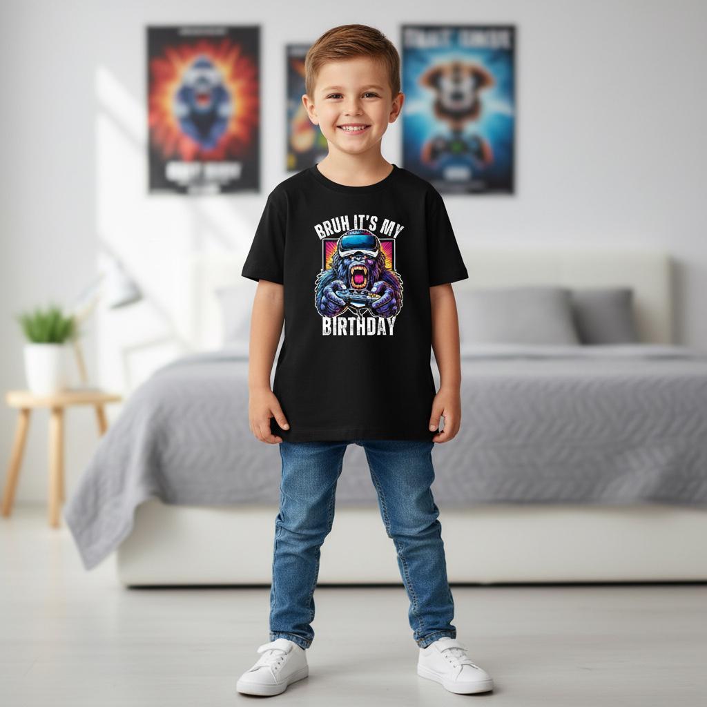 Gorilla VR Gamer Birthday T-Shirt | Boys Gaming Party Top
