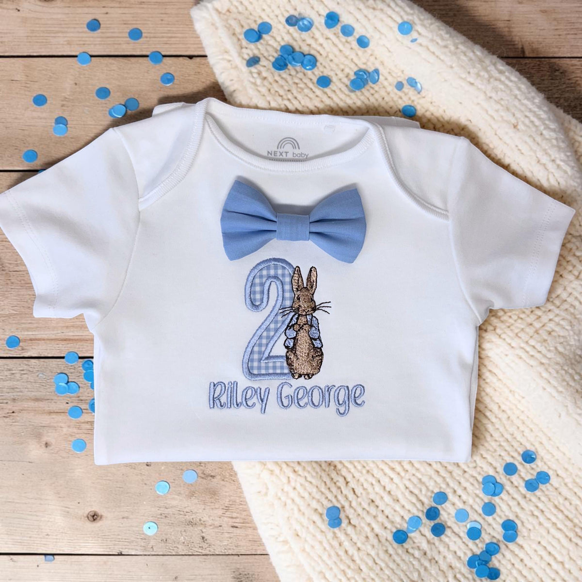 Personalised Peter Rabbit Birthday Outfit – Baby Blue Cake Smash Set