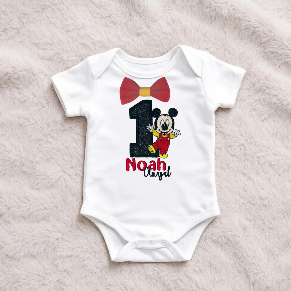 Cartoon Mouse Birthday Outfit – Personalised Red Cake Smash Set
