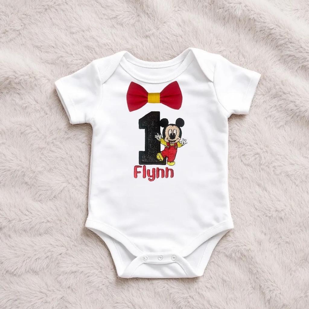 Cartoon Mouse Birthday Outfit – Personalised Red Cake Smash Set