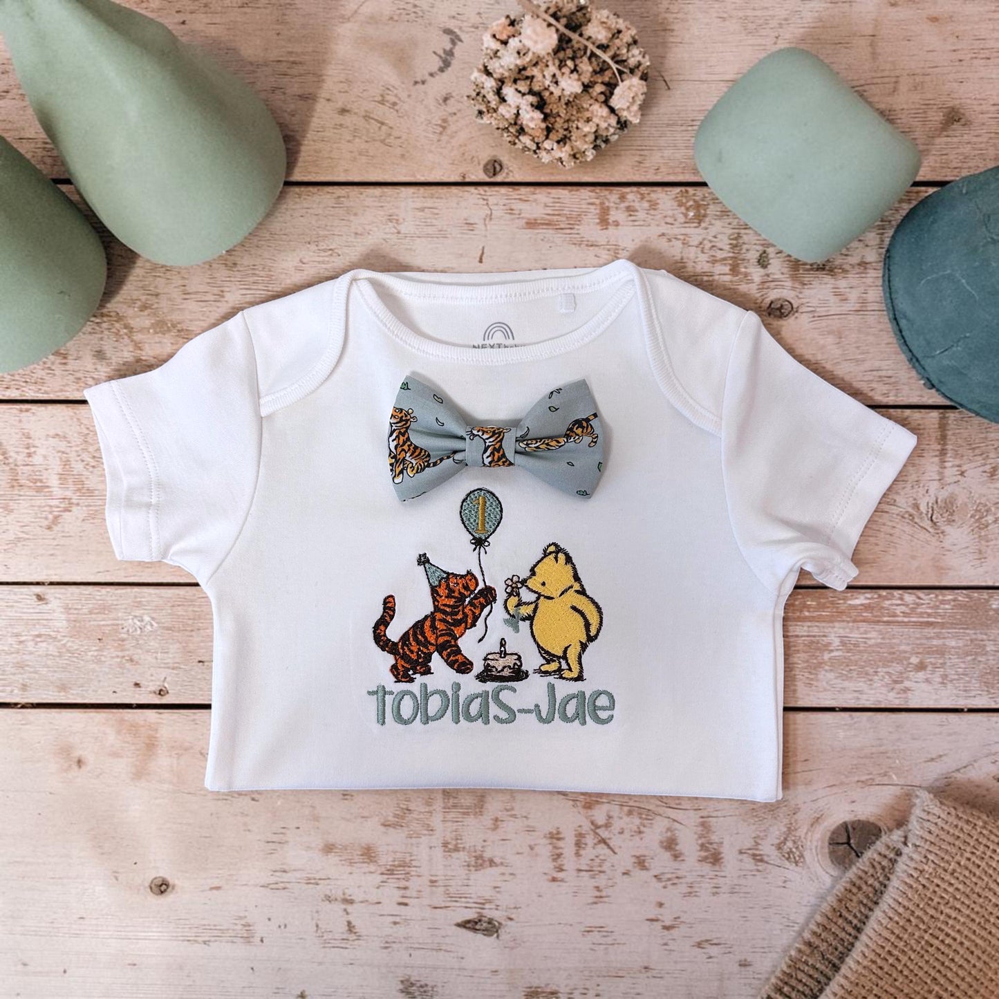 Classic Pooh Bear Tigger Outfit | First Birthday Cake Smash Set Personalised Baby Keepsake