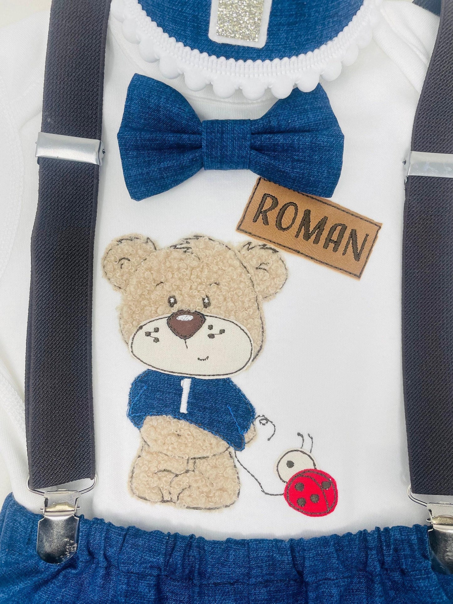 Personalised Teddy Bear 1st Birthday Outfit – First Birthday Romper Boy