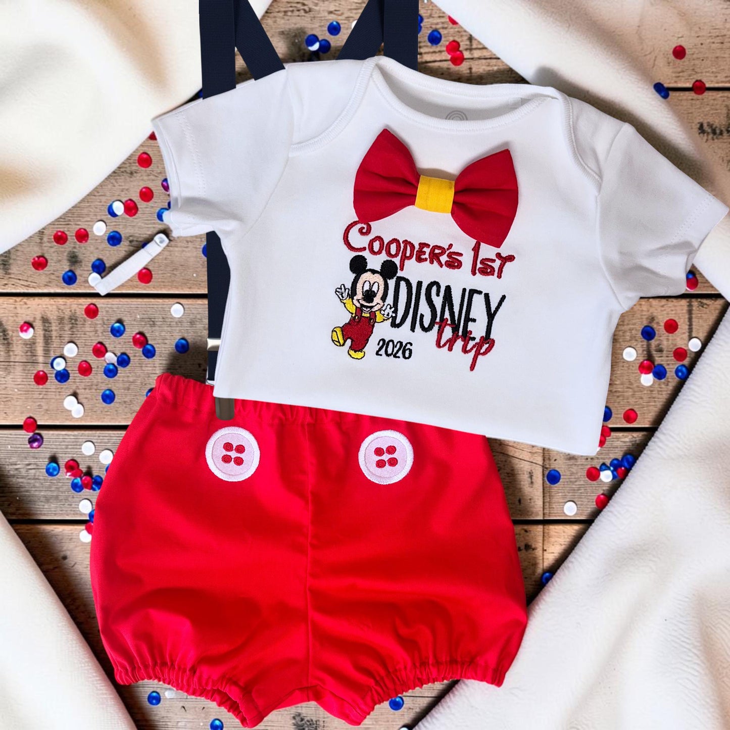 Personalised First Disney Trip Outfit | Embroidered Holiday Set | Birthday Vacation Clothes