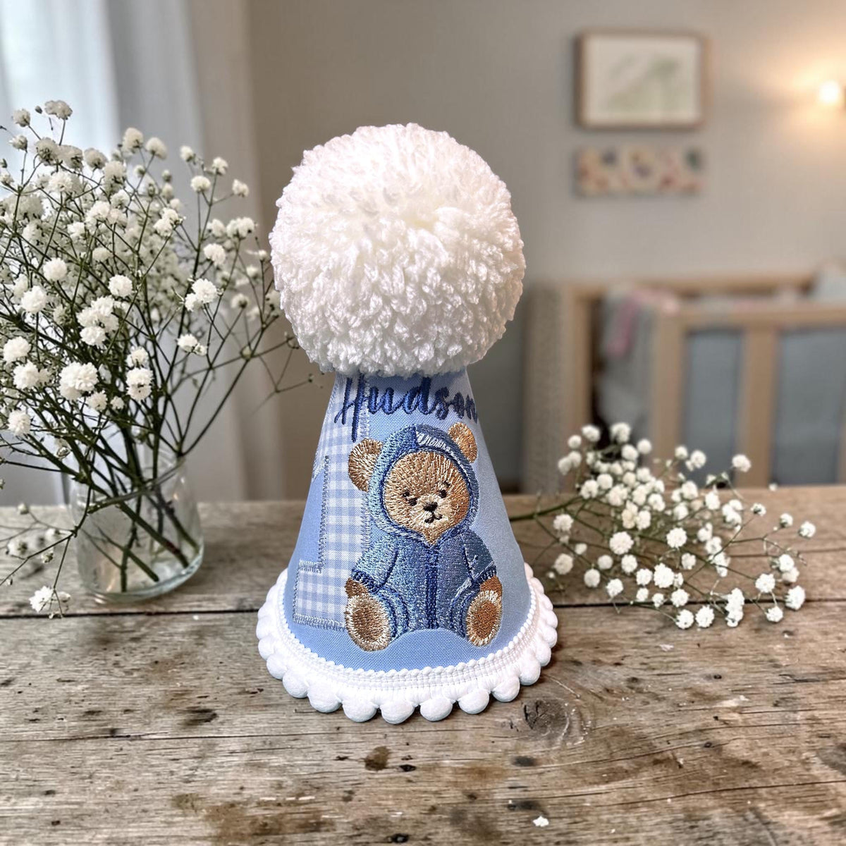 Personalised Teddy Hat | Bear Birthday Keepsake | Cake Smash Accessory