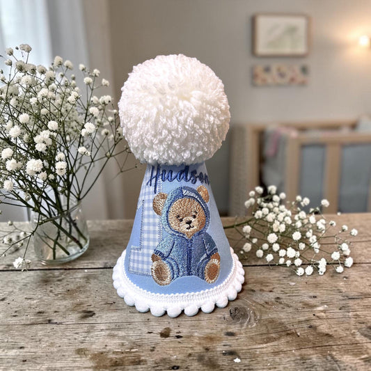 Personalised Teddy Hat | Bear Birthday Keepsake | Cake Smash Accessory