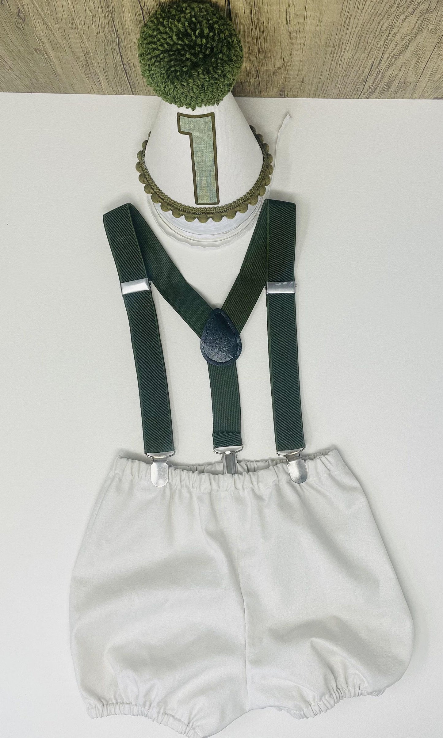 Personalised Safari Birthday Outfit – Neutral Bloomers Cake Smash Set