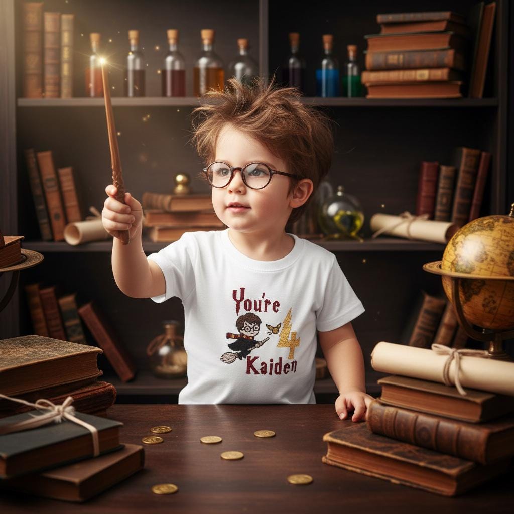 Wizard Birthday Top | Personalised Cake Smash Outfit | Embroidered Name Age Shirt