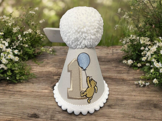 Classic Storybook Bear Hat – Neutral 1st Birthday Cake Smash Keepsake