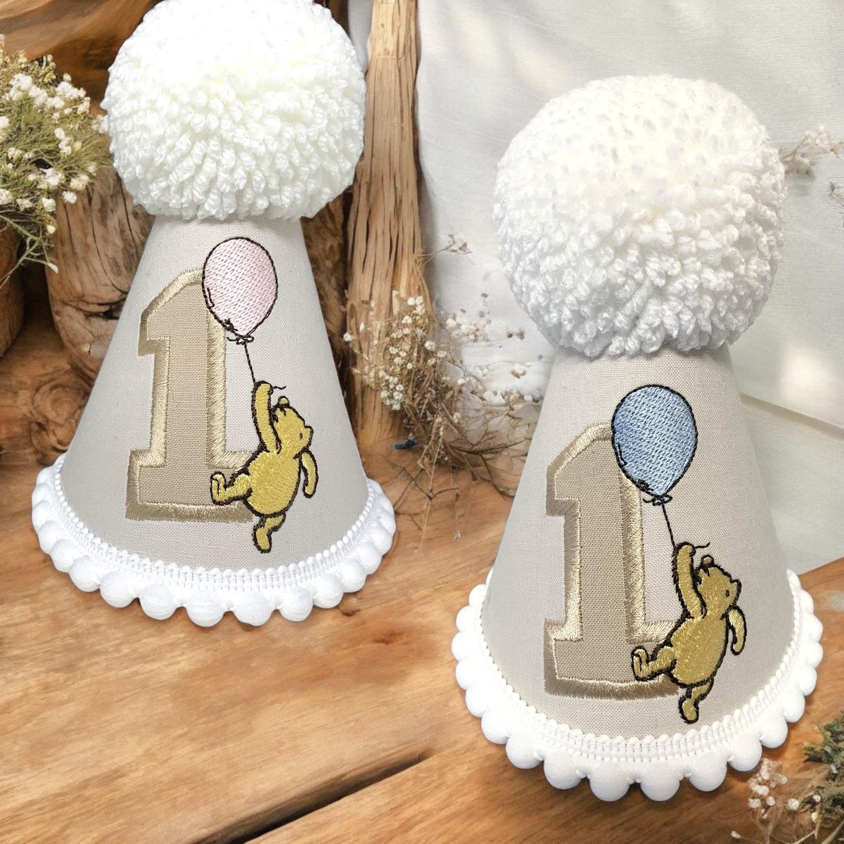 Classic Storybook Bear Hat – Neutral 1st Birthday Cake Smash Keepsake