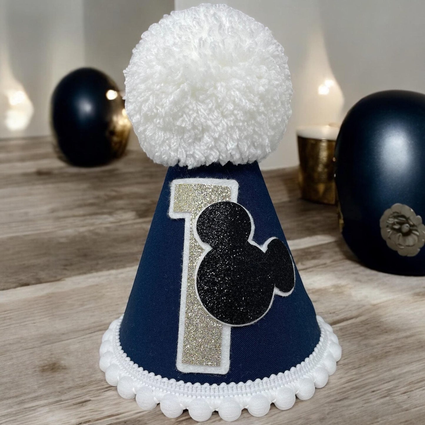 Navy Cartoon Mouse Birthday Outfit – Personalised Cake Smash Set