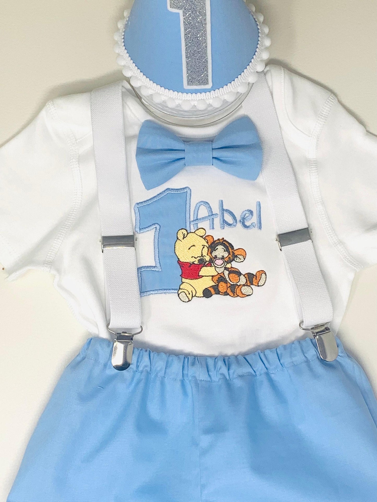 Winnie the Pooh Bear First Birthday Outfit – Personalised Baby Cake Smash Set