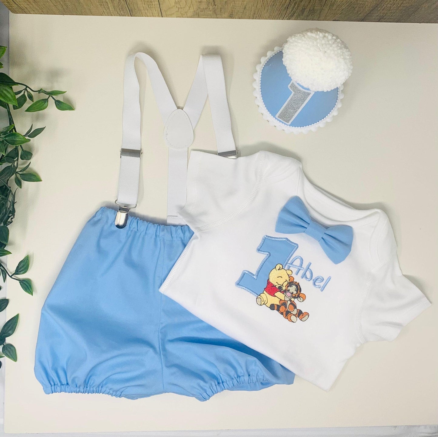 Winnie the Pooh Bear First Birthday Outfit – Personalised Baby Cake Smash Set