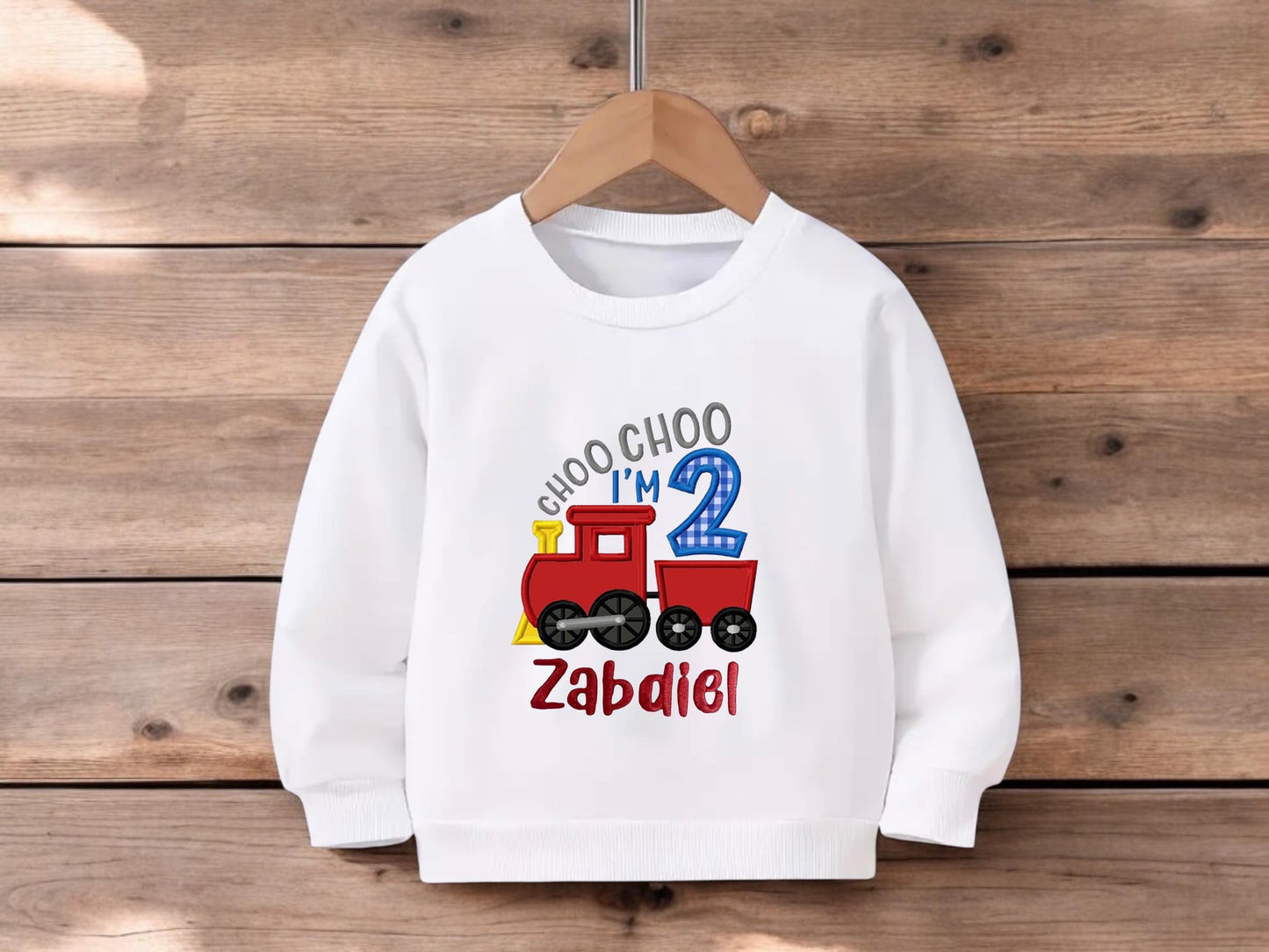Personalised Train Birthday Sweatshirt – Choo Choo I'm 2 Top for Toddlers