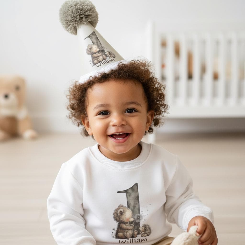 Personalised Woodland First Birthday Outfit | Baby Boy Birthday Set