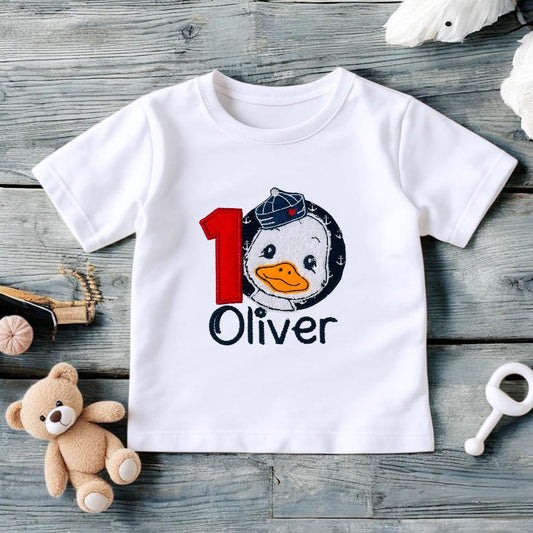 Personalised Sailor Duck Birthday Top | Nautical 1st Birthday T-Shirt or Sweatshirt