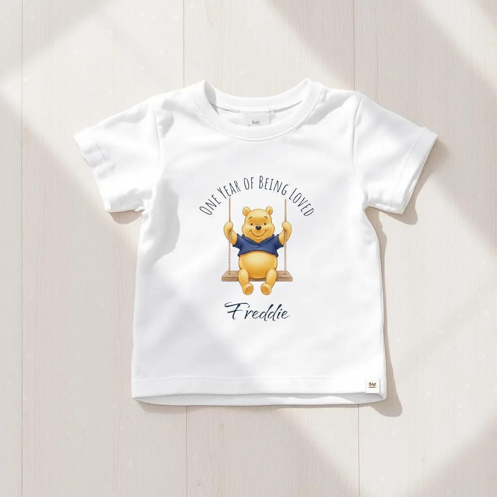 Personalised Baby Boy Birthday Outfit – Honey Bear Cake Smash Set, Handmade