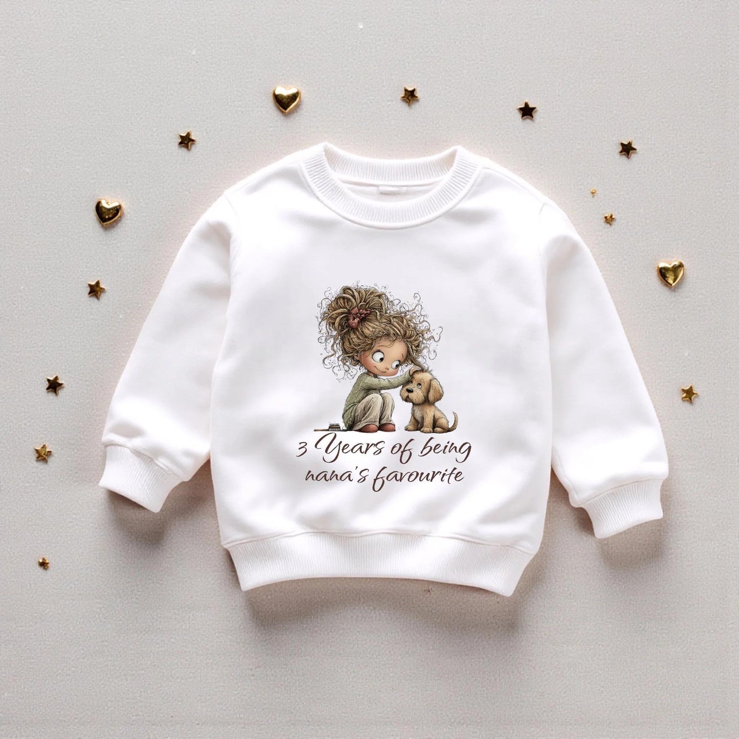 Personalised Girls Birthday Top | 'Nana's favourite' Sweater or T-Shirt | Printed Birthday Outfit