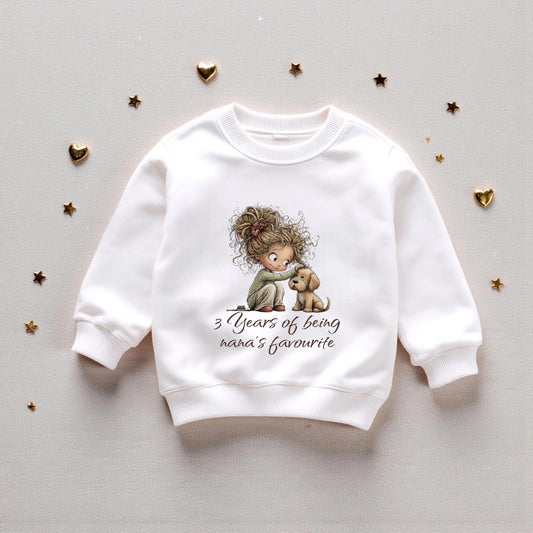 Personalised Girls Birthday Top | 'Nana's favourite' Sweater or T-Shirt | Printed Birthday Outfit