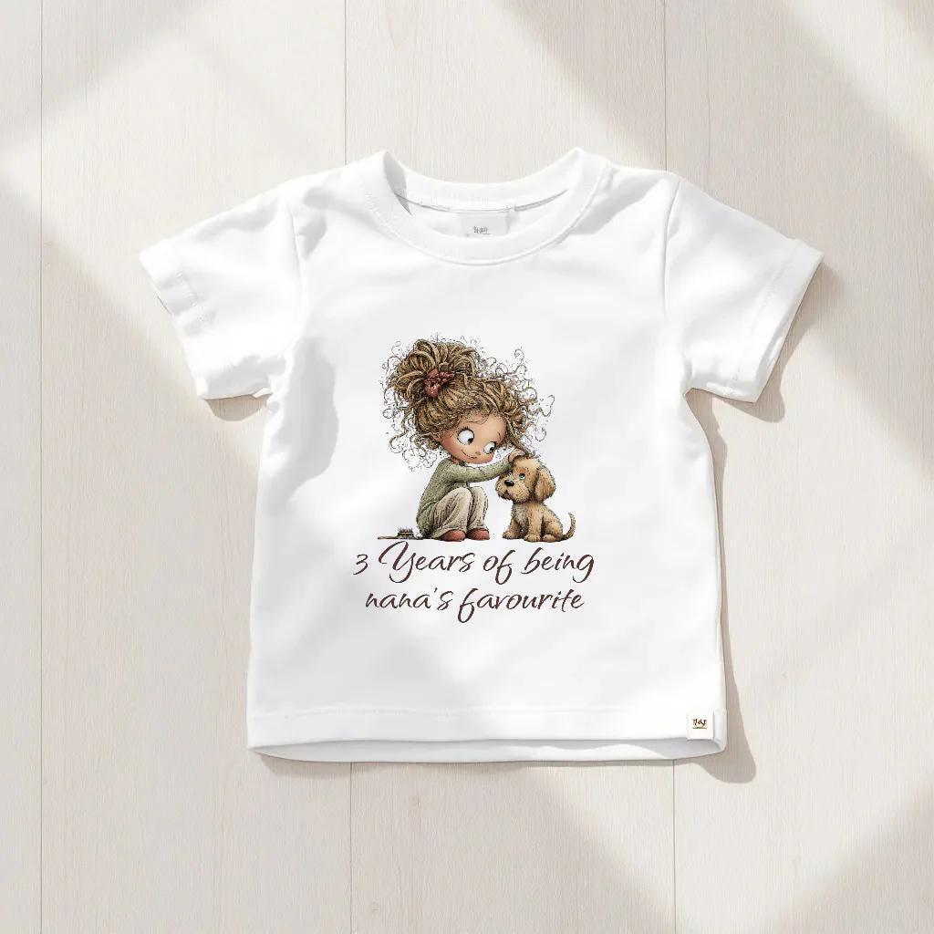 Personalised Girls Birthday Top | 'Nana's favourite' Sweater or T-Shirt | Printed Birthday Outfit