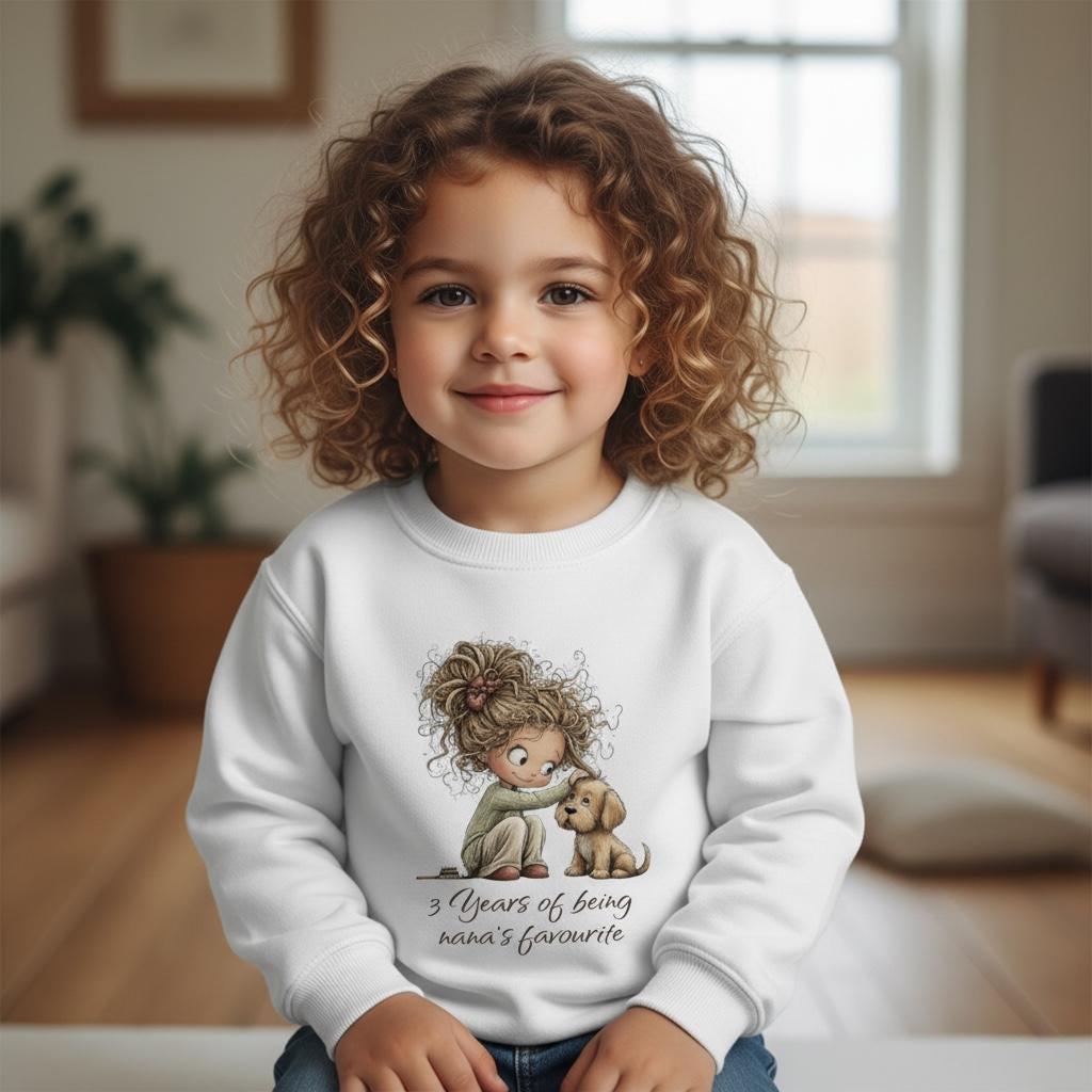 Personalised Girls Birthday Top | 'Nana's favourite' Sweater or T-Shirt | Printed Birthday Outfit