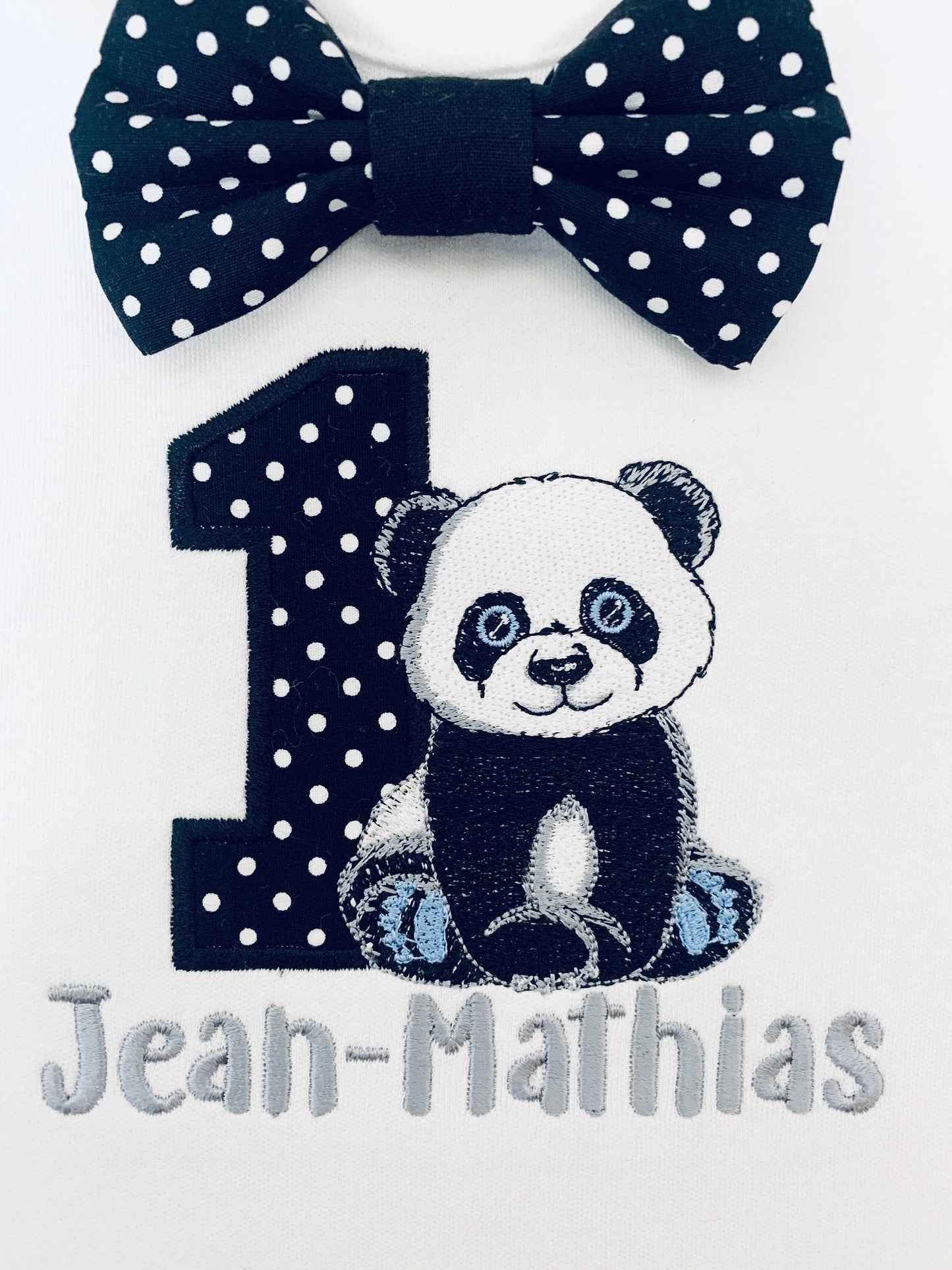 Personalised Panda Cake Smash Outfit | Baby Boy 1st Birthday Polka Dot Set with Hat
