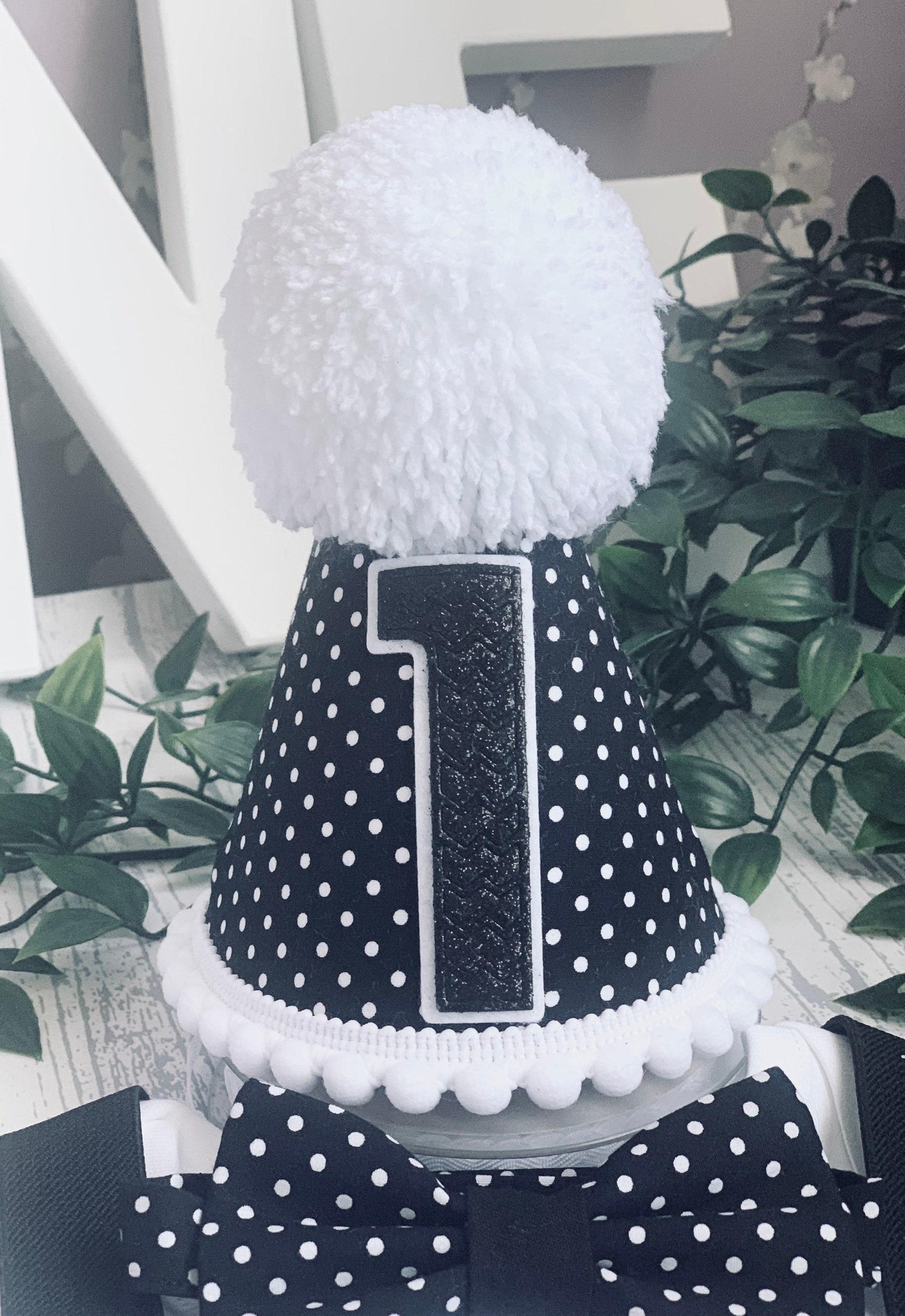 Personalised Panda Cake Smash Outfit | Baby Boy 1st Birthday Polka Dot Set with Hat