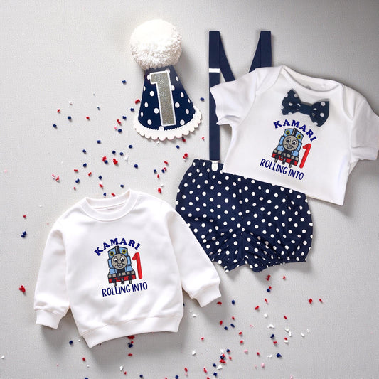 Train Birthday Outfit | Cake Smash Set First Birthday | Personalised Baby Keepsake