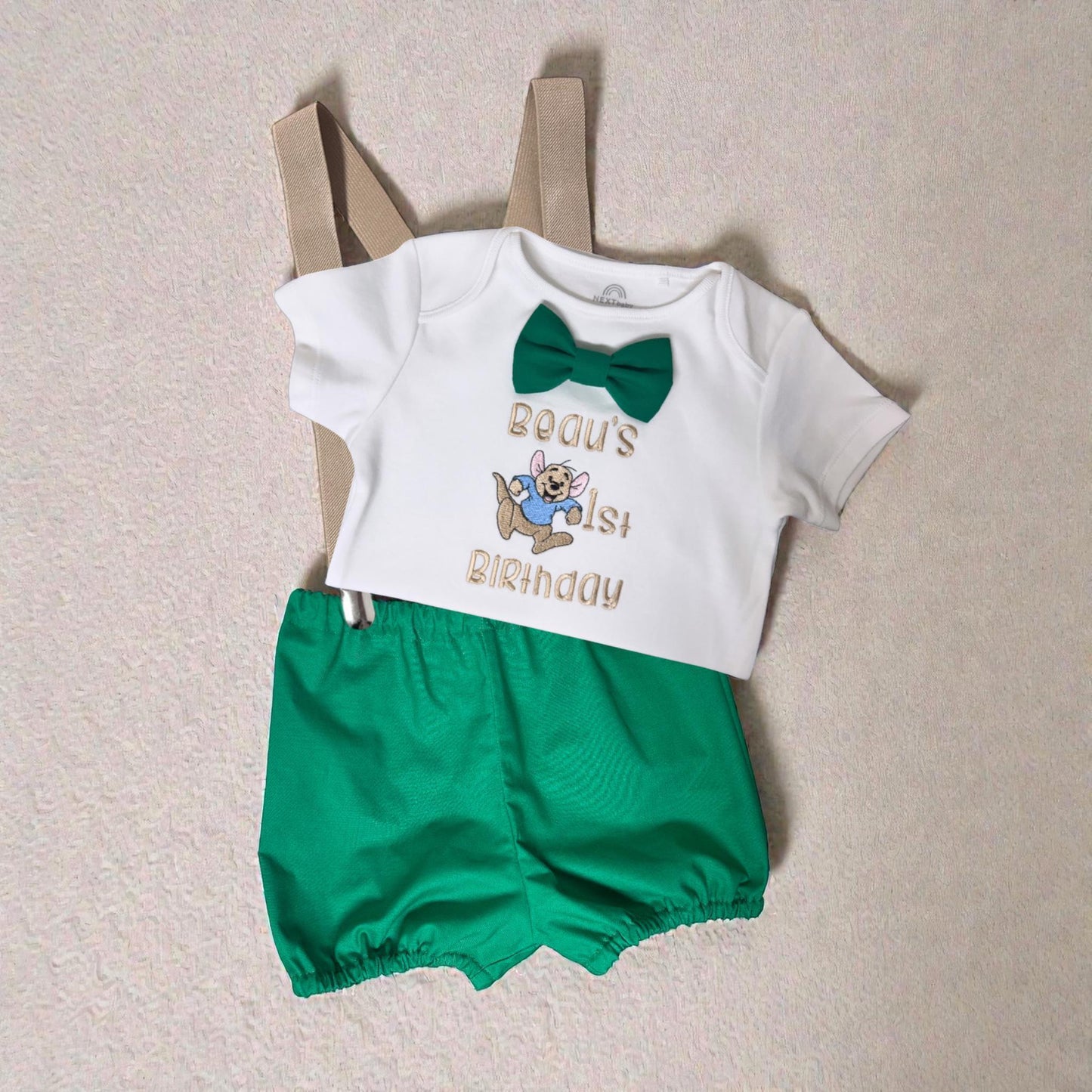 Personalised Green Birthday Outfit Baby Boy – Embroidered Cake Smash Set & Sweatshirt